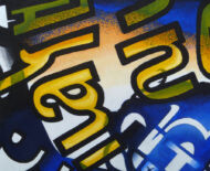 Artwork: Ai y man cyntaf yw’r unig fan sy’n fy niffinio? (detail), 2014 by artist Emma Lloyd, Acrylic on canvas
