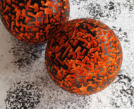 Artwork: Another Time, Another Place (detail), 2016 by artist Emma Lloyd, Sculpted ball installation and print performance piece