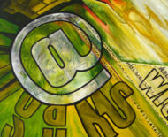 Artwork: At War with Words (detail), 2014 by artist Emma Lloyd, Acrylic on canvas