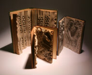 Artwork: Evolution Triptych, 2004 by artist Emma Lloyd, Sculpted books
