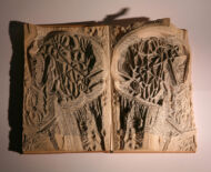 Artwork: Origin of Man, 2004 by artist Emma Lloyd, Sculpted book