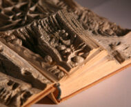 Artwork: Origin of Man (detail), 2004 by artist Emma Lloyd, Sculpted book