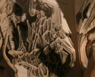 Artwork: Origin of Man (detail), 2004 by artist Emma Lloyd, Sculpted book
