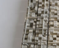 Artwork: Transition II (detail), 2017 by artist Emma Lloyd, Sculpted books, perspex and gold leaf