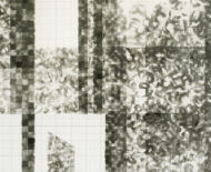 Artwork: Gridlock (detail), 2017 by artist Emma Lloyd, Ball print, graphite and pencil on graph paper