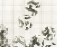 Artwork: Gridlock (detail), 2017 by artist Emma Lloyd, Ball print, graphite and pencil on graph paper