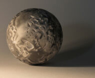 Artwork: Webdings Ball - Rawnesser and Glissemo Project, 2015 by artist Emma Lloyd, Marbled stone plaster sculpture