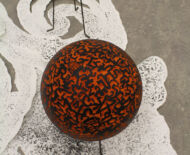 Artwork: Selectric Salford (detail) 2018 by artist Emma Lloyd, foam rubber balls, acrylic, paper, block printing ink, pencil and steel display stands